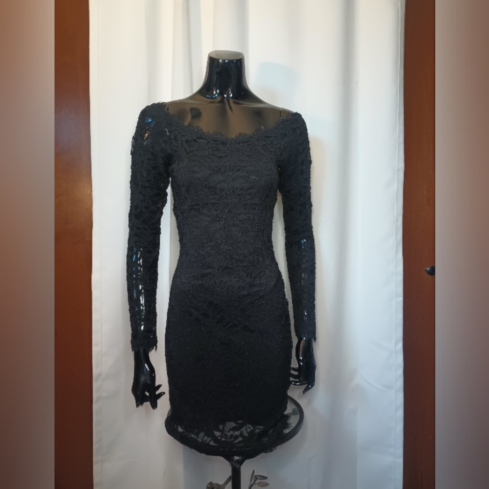 Jump Apparel Y2K Fitted Lace Mini Dress Juniors M Black Sheer Club Party Goth